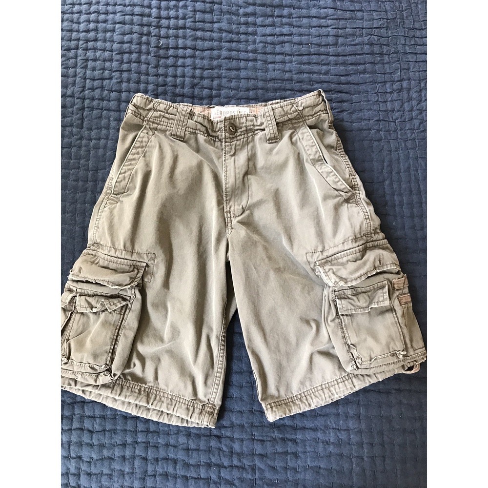 Vtg Aeropostale Authentic Cargo Shorts Men's 28 Olive Y2K Baggy Utility Pockets